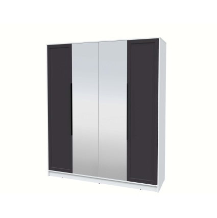 Шкаф распашной Тренд КТ-Ш4 (з) (Белый платинум ЛДСП/ Пепел ЛМДФ) Ш1800 В2128 Г547